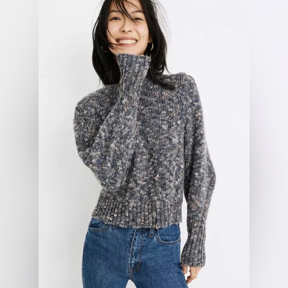 MADEWELL Pleat Shoulder Pullover Wool Blend Sweater Size Medium - Picture 2 of 16